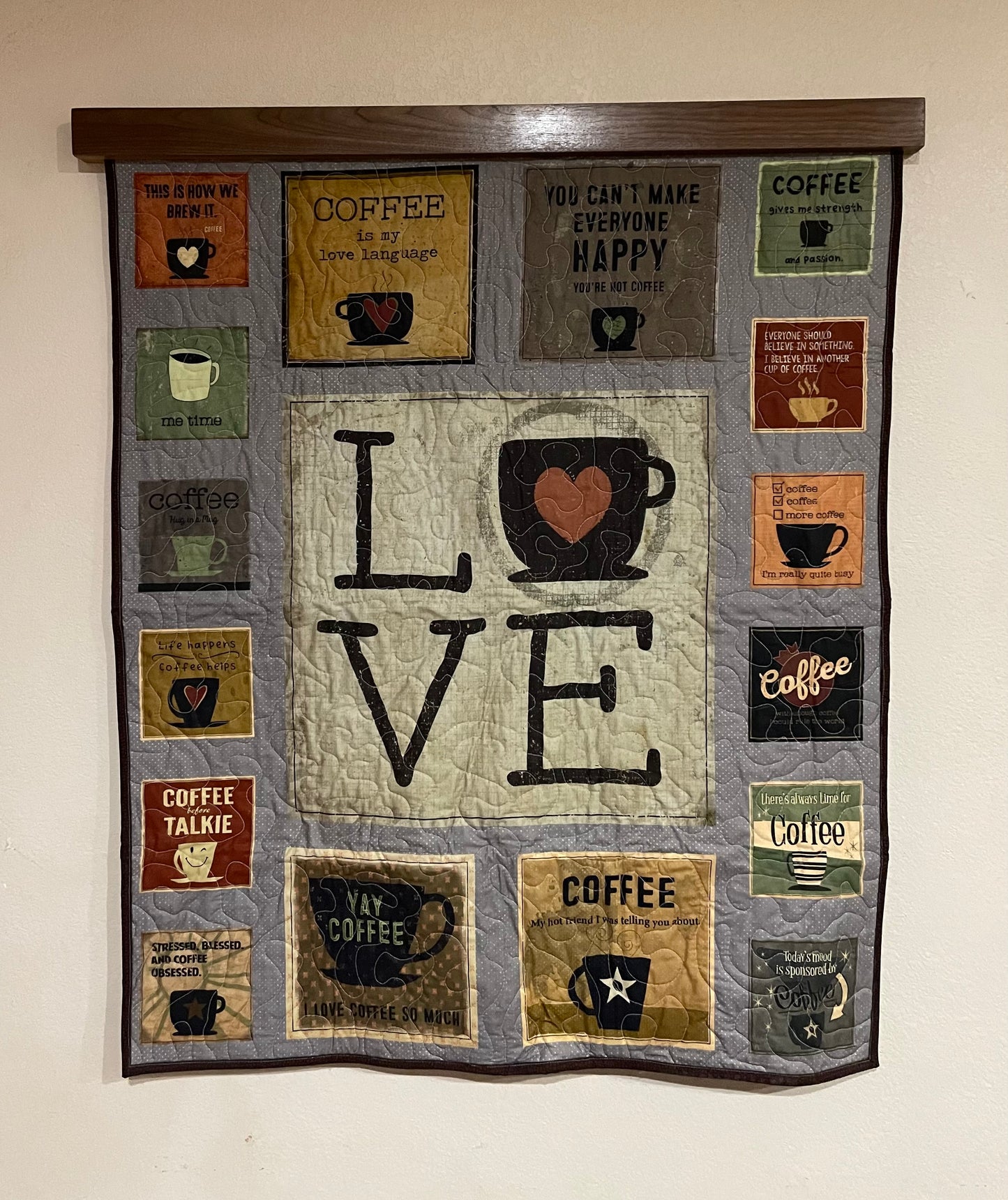 Yay! Coffee! Quilt 36”x 42”