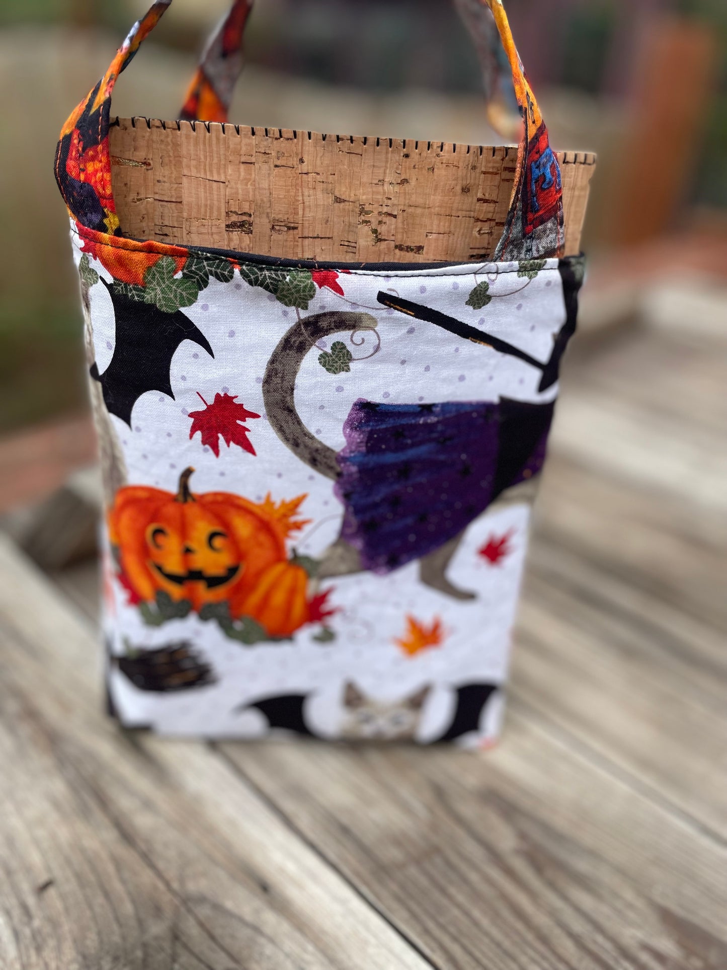 Small Bag Halloween Pumpkin and Skeleton Cute inner fabric