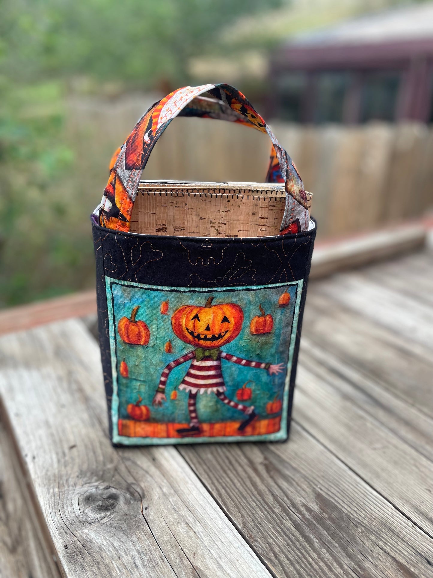 Small Bag Halloween Pumpkin and Skeleton Cute inner fabric