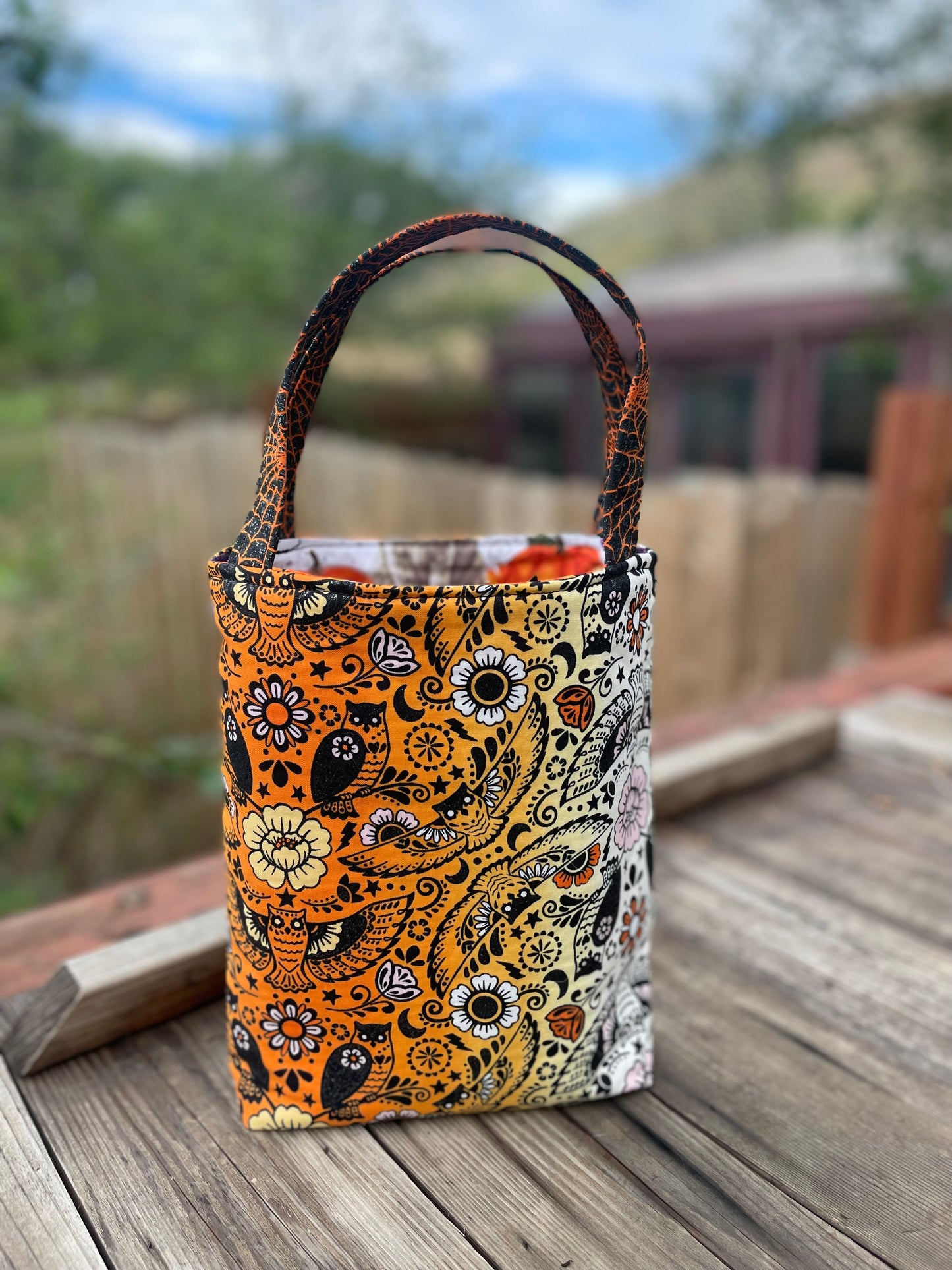 Med Halloween Bag - Owls and Pumpkins and cats