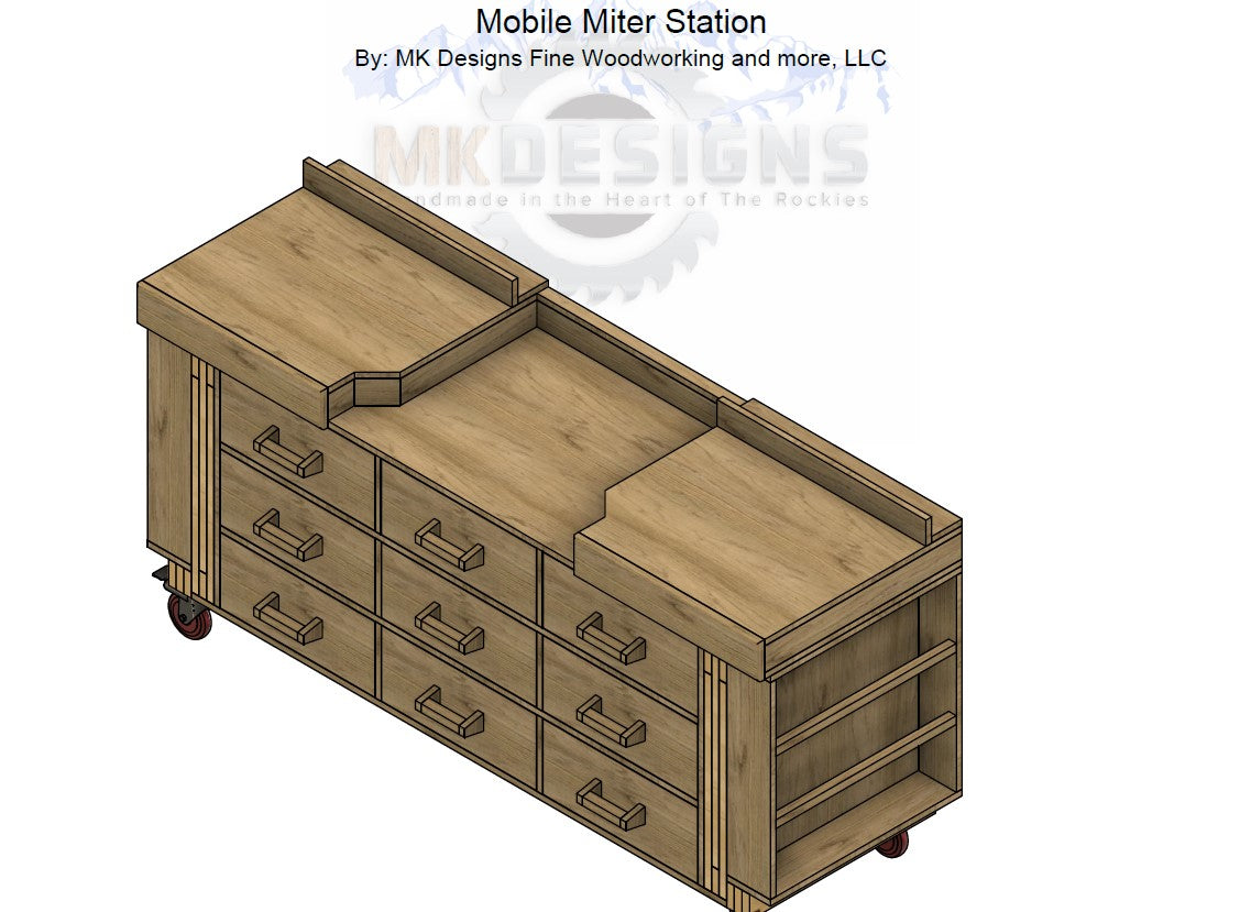 Miter saw bench plans SketchUp Rendering